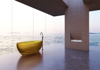 Прозрачная ванна ABBER Kristall AT9703Amber из полиэфирной смолы 170x75см жёлтый